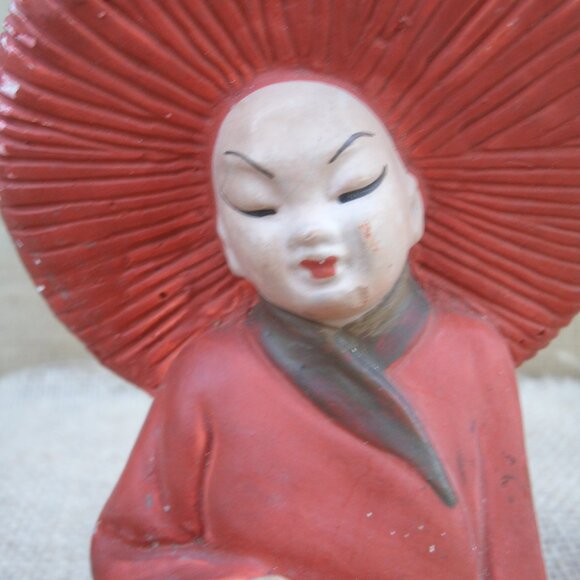 Vintage Chinese Boy & Girl Chalkware Figurines - Picture 16 of 16